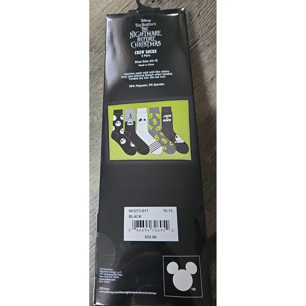 Disney Tim Burtons The Nightmare Before Christmas‎ Crew Socks 6 1/2 -12